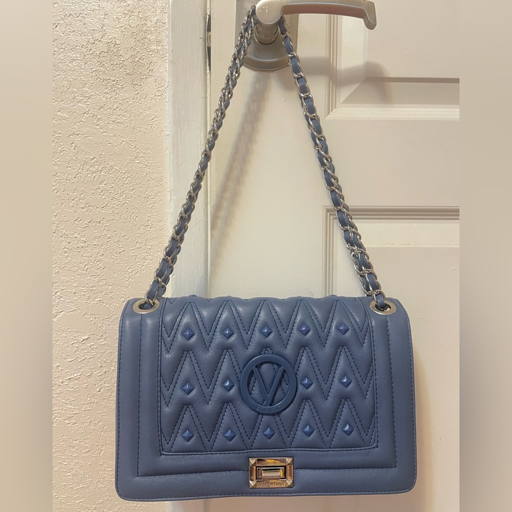 Valentino By Mario Valentino Blue Quilted Shoulder Bag